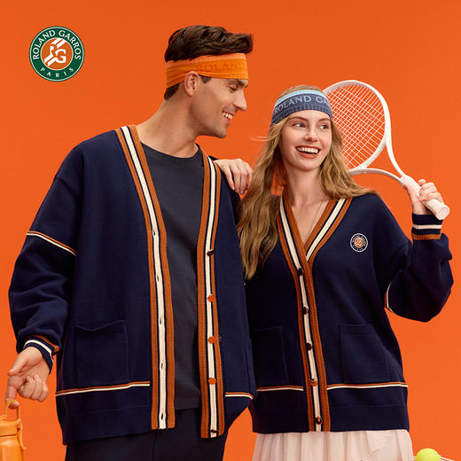 罗兰加洛斯法网针织开衫毛衣男女针织衫毛线春秋外套网球服撞色 商品图3