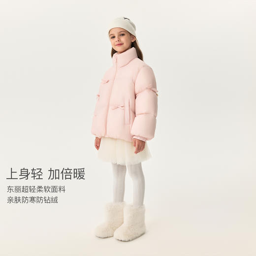 【无氟防泼水】马克珍妮女童甜美蝴蝶结加厚立领羽绒服2025年冬装新款551766 商品图2