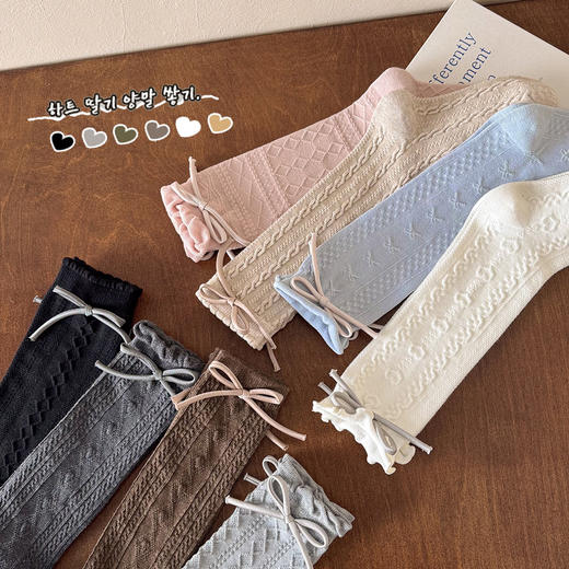 女童蝴蝶结无骨小腿袜 商品图2