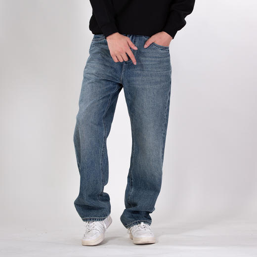 DRONKOO 2025 正常腰口袋三角缺口棕织唛中厚牛仔长裤 商品图1