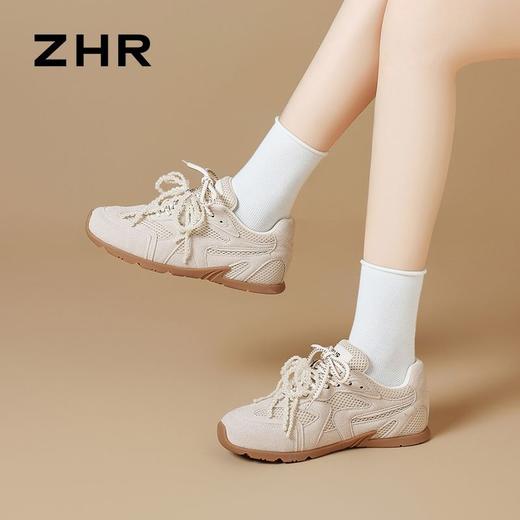 ZHR则则青春系列德训鞋秋季平底轻便阿甘鞋芭蕾珍珠双系带休闲鞋 商品图9
