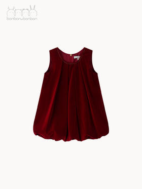 波尔多红丝绒花苞裙