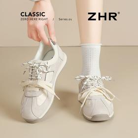 ZHR【头层猪皮】芭蕾风德训鞋女超软平底阿甘鞋复古百搭轻便女鞋