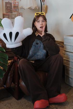 【高品质私服】【JN狗狗图案套头深褐色卫衣】自带高级哑光质感 显瘦慵懒G1565-CC【无标出货 介意慎拍】