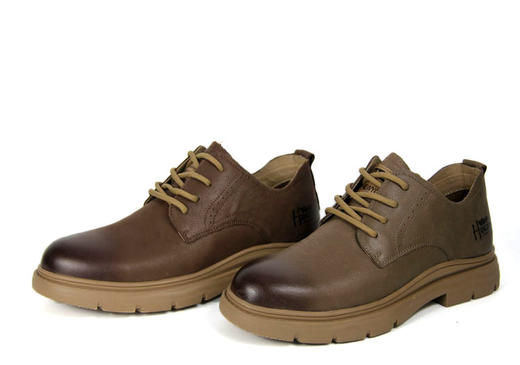 豪行秋新款正品真皮男鞋休闲舒适百搭低跟系带男单鞋13351155 商品图2