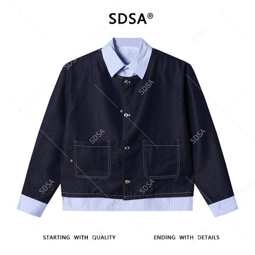 G627SDSA男士秋冬新款痞帅男装潮牌拼接衬衫假两件翻领夹克上衣百搭 商品图1