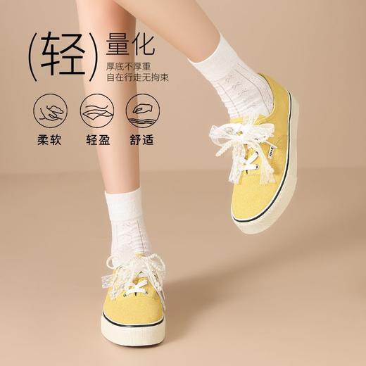 ZHR活力黄芭蕾超轻板鞋女2025秋季珍珠网纱帆布鞋超软运动休闲鞋 商品图3