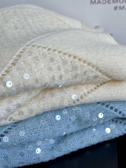 波光粼粼感镂空亮片浣熊羊毛衫 商品图10