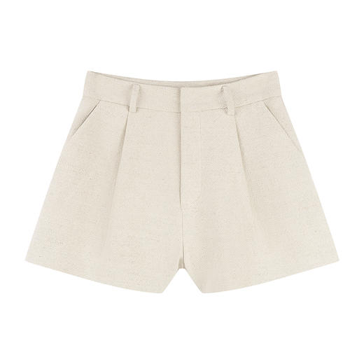 COCO ZONE 刘一一【棉麻混纺】纯色肌理感简约显瘦短裤CD1A1114 商品图4