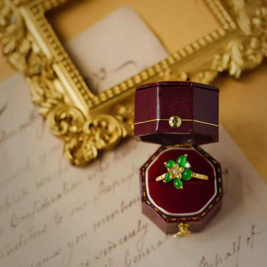 龢盒原创 冰韵初绽·翡翠生花冰绿翡翠花朵戒指 商品图2