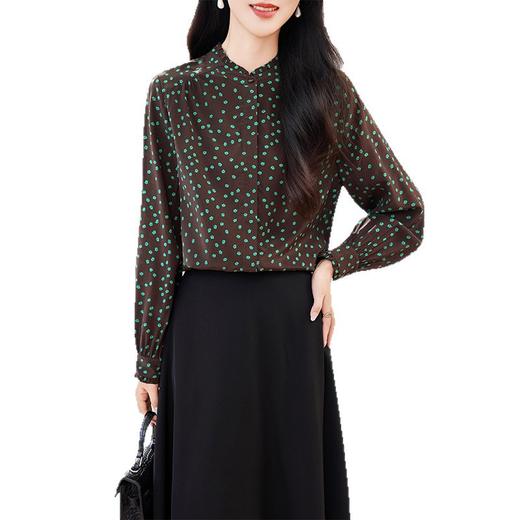 AS 0577时尚双绉真丝衬衫长袖波点桑蚕丝薄款上衣小衫 商品图4