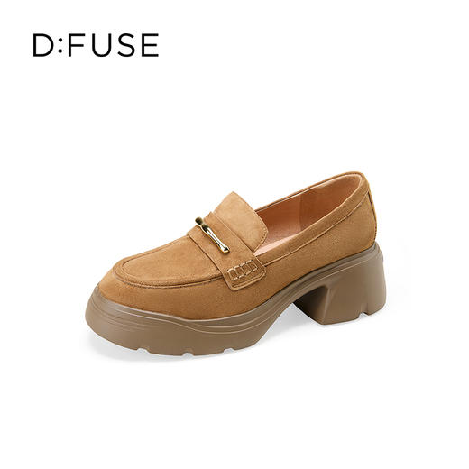 Dfuse迪芙斯2025秋季新款竹节扣乐福鞋增高厚底小皮鞋简约通勤鞋DFD3112047 商品图6