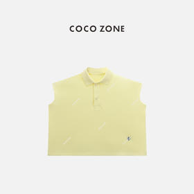 COCO ZONE 设计感落肩Polo领简约小刺绣T恤上衣CC2B1195
