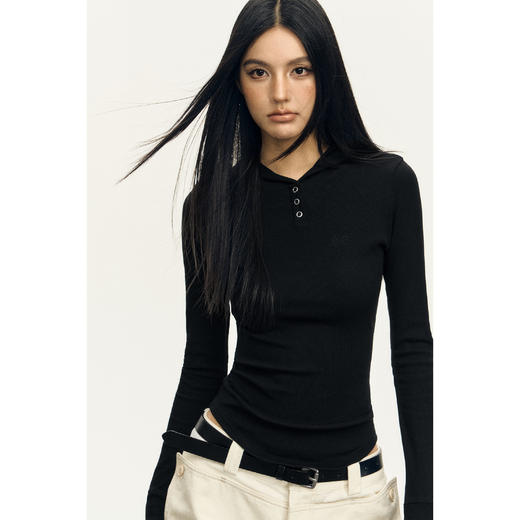 Ariseism 美式复古设计感紧身基础长袖t恤女秋季新款修身上衣 商品图4