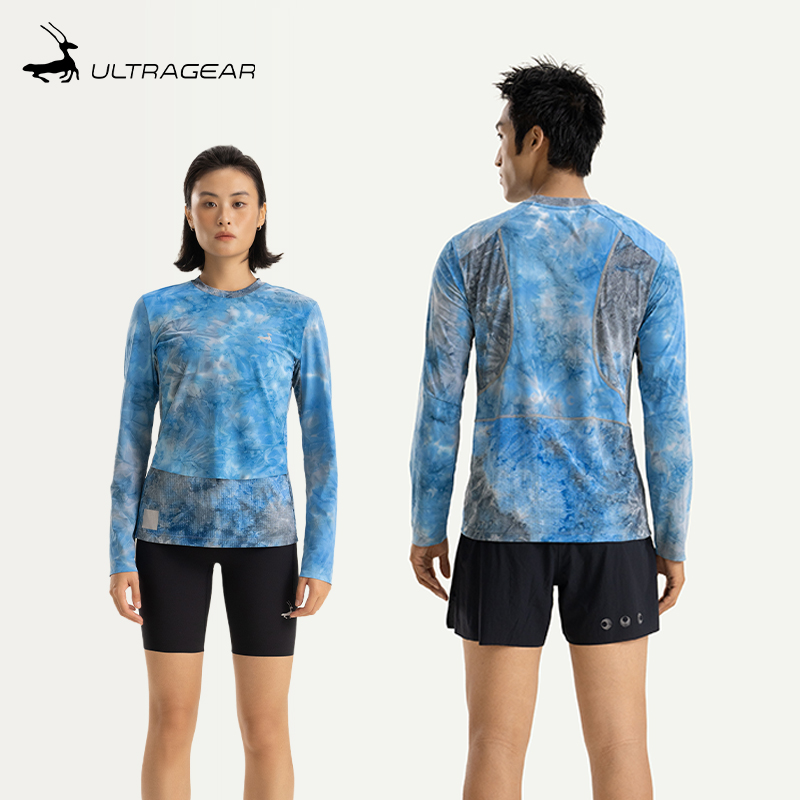 优极UG 男女款双层扎染防晒跑步长袖T恤