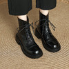 【预售7天】秋冬软皮圆头系带粗跟马丁靴弹力高跟短靴长筒靴XH&M9357D 商品缩略图3