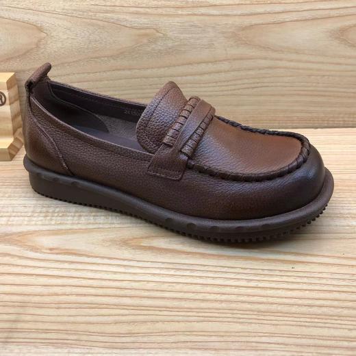 豪行春季新款时尚休闲真皮浅口软底女单鞋乐福鞋24150001 商品图2