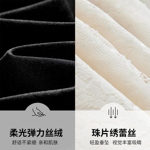 【内购】【撞色假两件】优雅通勤珍珠织带圆领可拆卸珍珠腰带蕾丝连衣裙-153LI3207 商品图4