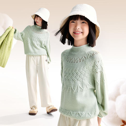 女童中领长袖针织衫冬季新款安奈儿童装EG544563 商品图1