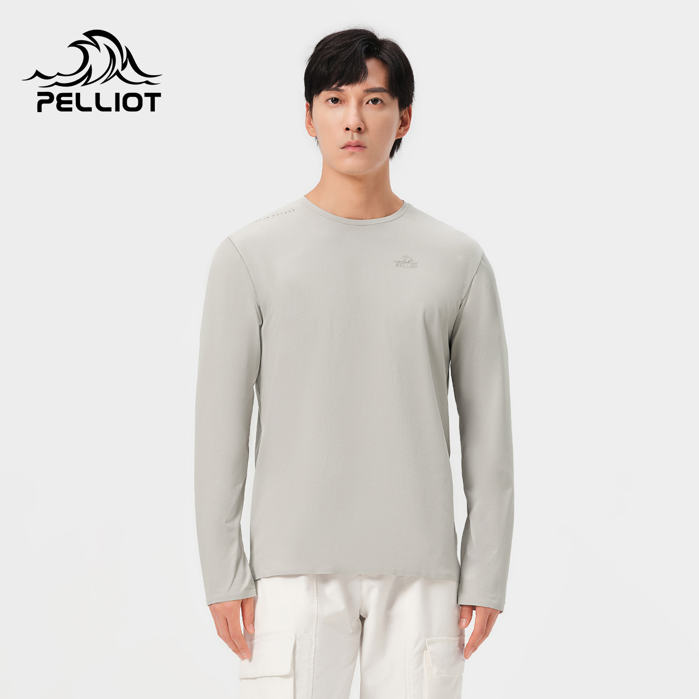 伯希和户外骑行速干T恤男款不闷汗运动长袖高弹抗皱抑菌健身上衣