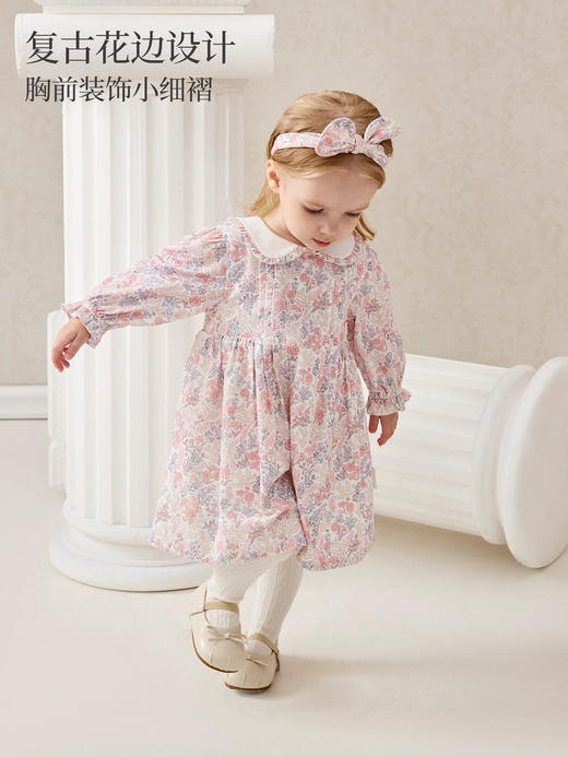 Domiamia 女宝宝梭织长袖翻领连衣裙 纯棉春秋冬款可爱公主裙 商品图1