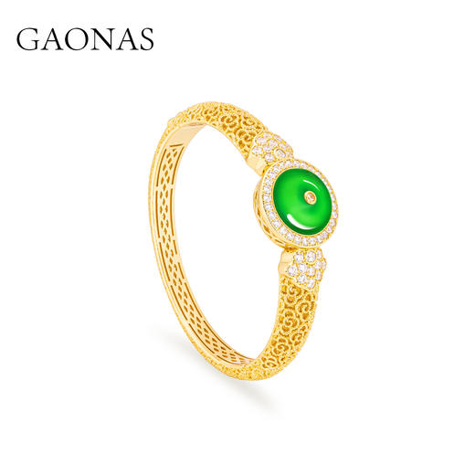 GAONAS  四方和美 中式金色平安手镯11576SGO 商品图2