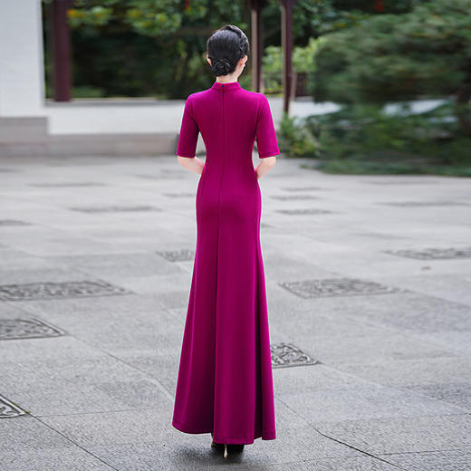 走秀旗袍2025新款年轻款高端气质长款鱼尾舞台演出服t台模特礼服 商品图3