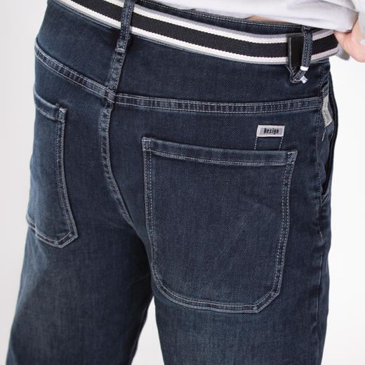 DRONKOO 2025 织带腰带表袋右后袋织唛中厚牛仔长裤 商品图4