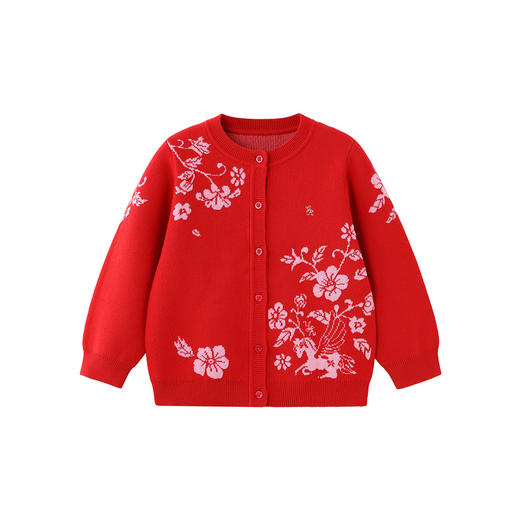 【商场同款】英氏儿童针织衫外套毛衫女童女宝新年喜庆拜年服新款 商品图4