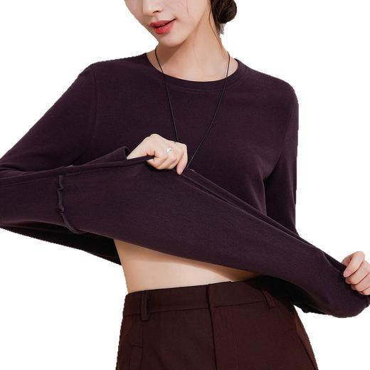 「自j」全新升级【铂金会员109/天猫149/差价40】(05107)洛诗琳蚕丝德绒发热保暖上衣2025秋冬加厚圆正肩打底上衣女 商品图4