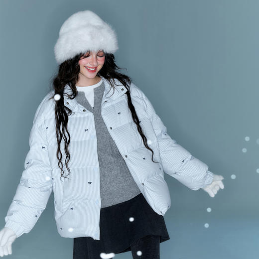 【易打理】三彩独醒2025冬季新款90白鸭绒羽绒服短款宽松面包服F 商品图3