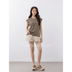 COCO ZONE 刘一一【棉麻混纺】纯色肌理感简约显瘦短裤CD1A1114
