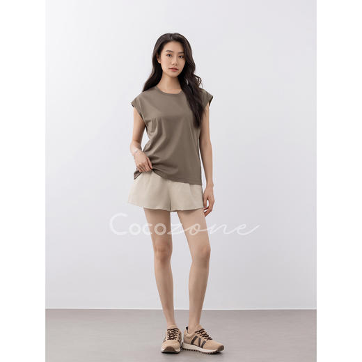 COCO ZONE 刘一一【棉麻混纺】纯色肌理感简约显瘦短裤CD1A1114 商品图0