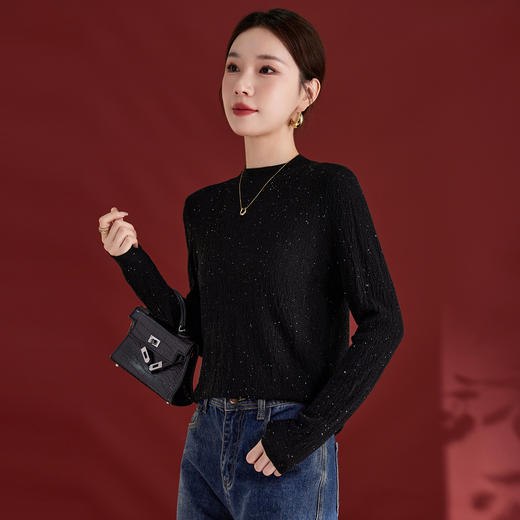 新款一线成衣珠片纱羊毛衫QS1536 商品图1