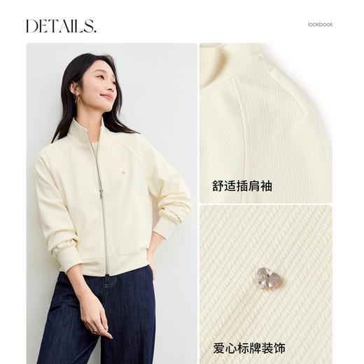 【内购】【两穿领】简约通勤立领/翻领金属拉链爱心标牌装饰宽松卫衣外套-153WG2896 商品图3