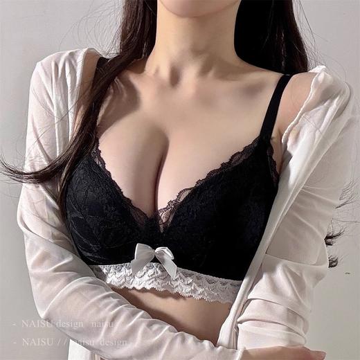 小胸聚拢内衣女显大文胸蕾丝bra性感纯欲无钢圈上托胸罩 商品图3