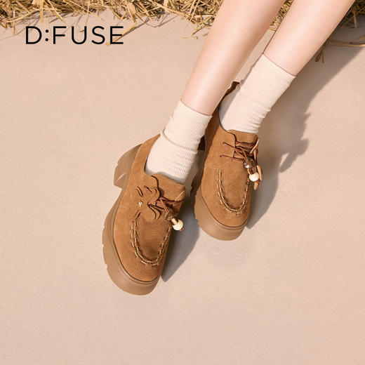 Dfuse迪芙斯2025秋季新款增高厚底袋鼠鞋可拆卸两穿乐福鞋时尚通勤鞋DFD3112046 商品图3