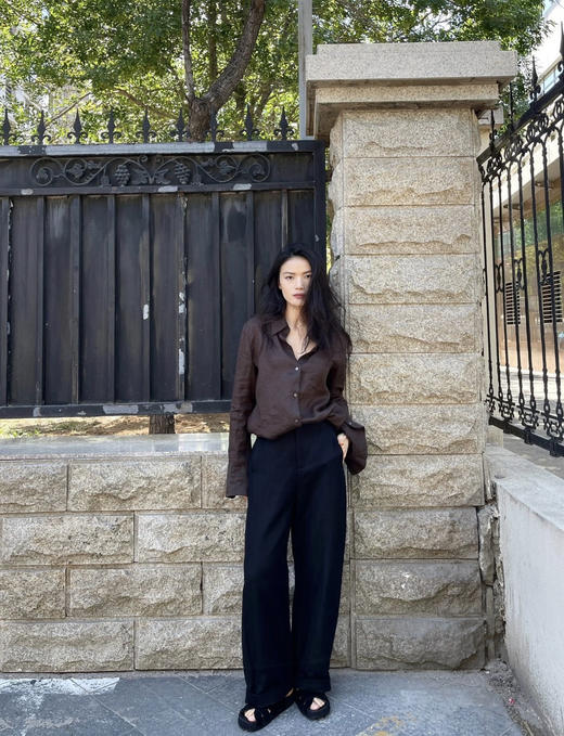 早秋特定颜色老钱风天丝亚麻衬衫 商品图14