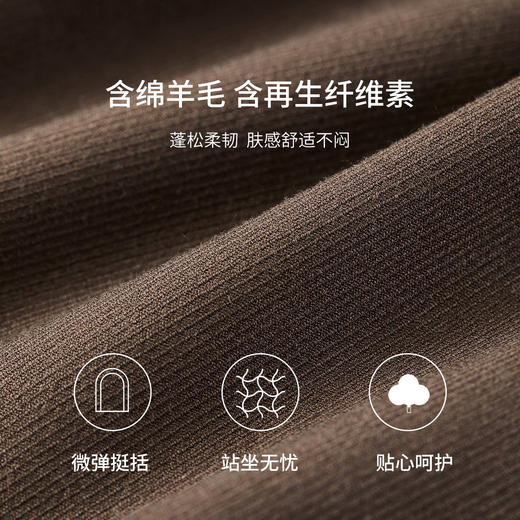 【内购】【含绵羊毛】通勤梨型身材松紧高腰立体褶藏肉显瘦宽松阔腿长裤-153KD0077 商品图4