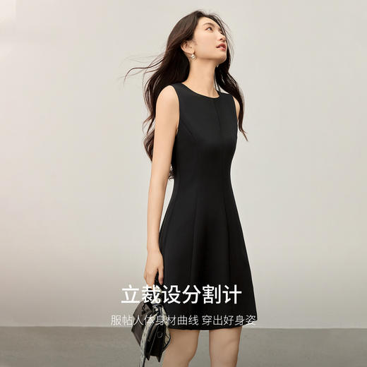 【内购】【立裁分割】气质通勤圆领无袖设计短款背心小黑裙连衣裙-153LI2373 商品图1
