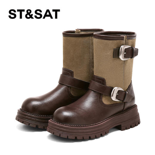 【筒高可选】星期六复古英伦风双扣带骑士长靴SSD3117C49/SSD3116C48 商品图10