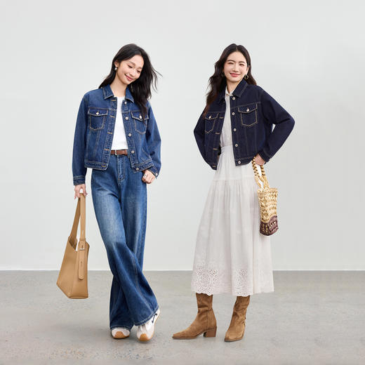 【内购】【撞色明线设计】都市休闲牛仔柔软棉单排扣真贴袋落肩牛仔外套-W53WD3021 商品图2