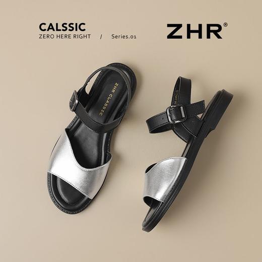 ZHR则则时装凉鞋女2025夏季新款百搭软底一脚蹬通勤一字带凉鞋 商品图8