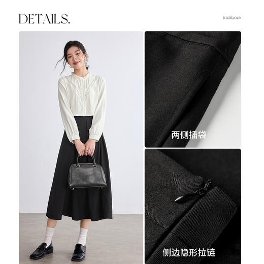 【内购】【高腰伞裙】都市高腰裙摆型外工字褶A字伞裙-153QG3093 商品图3