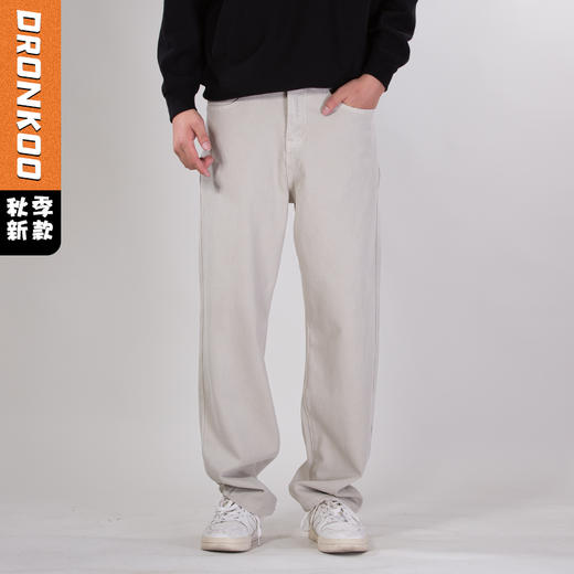 DRONKOO 2025 正常腰表袋内嵌微弹中厚牛仔长裤 商品图0