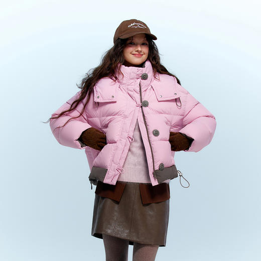 【防水易打理】三彩独醒2025冬季新款羽绒服90白鸭绒短款宽松F 商品图2