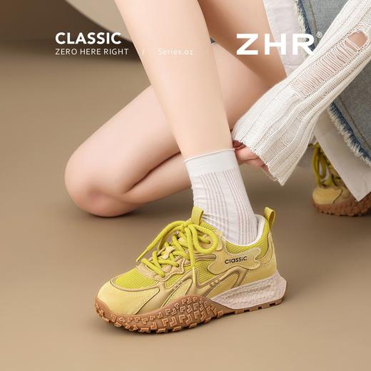 ZHR则则真皮拼接网面透气德训鞋2025秋季休闲增高3.5cm舒适运动鞋 商品图3