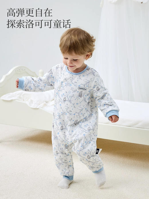 Domiamia 婴幼儿夹棉长袖圆领斜开爬服 秋冬款加厚保暖新生儿连体衣 商品图1