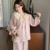 【甜美公主风❗️蕾丝花边长袖家居服】柔软亲肤，贴身舒适，温暖守护，可爱能外穿！睡衣女春秋季紫色翠花格子宽松休闲秋衣秋裤套装 商品缩略图5