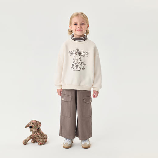 【假两件】马克珍妮女童可爱兔子加绒高领卫衣2025年冬装新款551187 商品图1